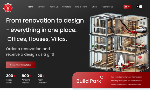 BuildPark — Korporativ sayt və fərdi admin panel — DAKER layihəsi