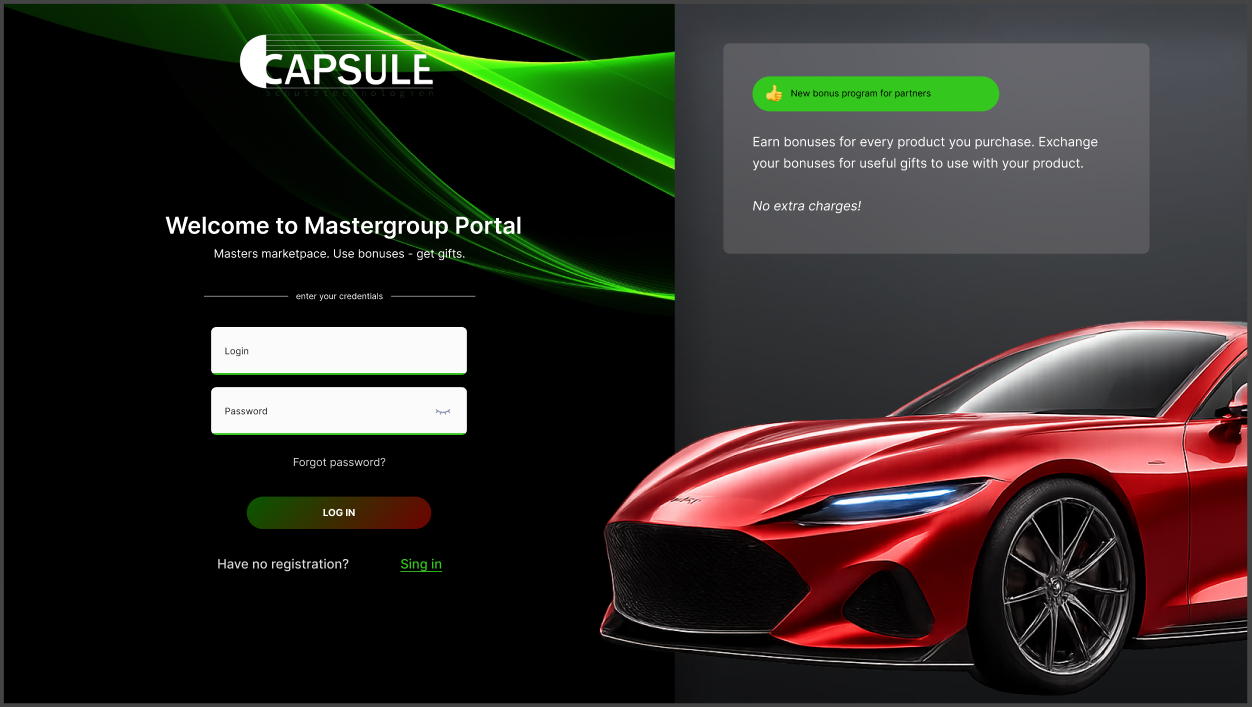 Capsule Mastergroup — Partnyorlar üçün qapalı B2B mağaza