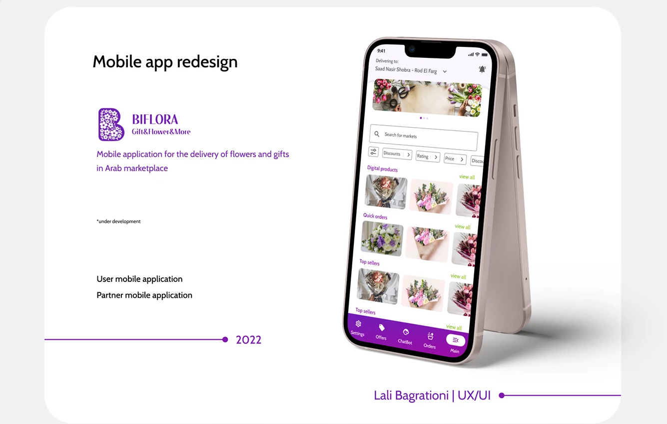 Biflora — Mobil tətbiq UX/UI konsepti